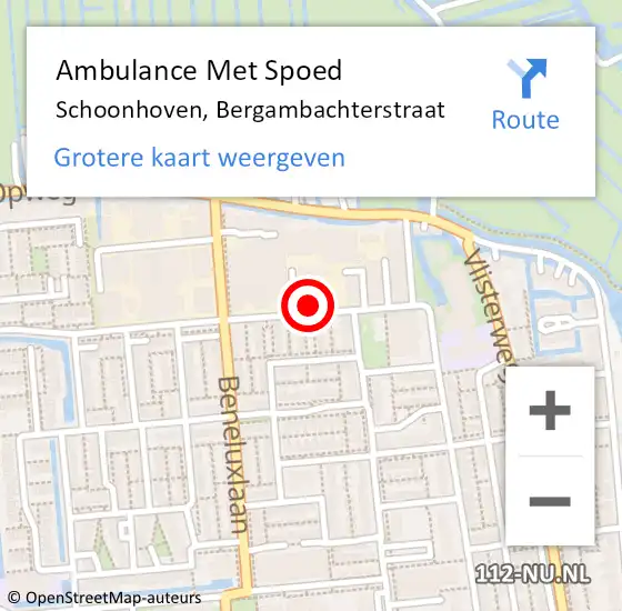 Locatie op kaart van de 112 melding: Ambulance Met Spoed Naar Schoonhoven, Bergambachterstraat op 19 september 2016 16:28