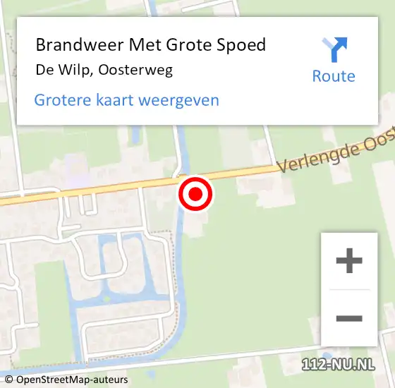 Locatie op kaart van de 112 melding: Brandweer Met Grote Spoed Naar De Wilp, Oosterweg op 19 september 2016 16:29
