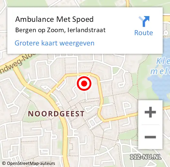 Locatie op kaart van de 112 melding: Ambulance Met Spoed Naar Bergen op Zoom, Ierlandstraat op 19 september 2016 17:25