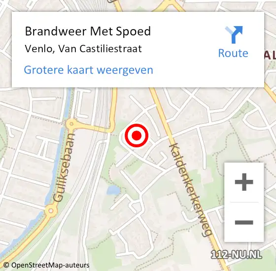 Locatie op kaart van de 112 melding: Brandweer Met Spoed Naar Venlo, Van Castiliestraat op 19 september 2016 18:13