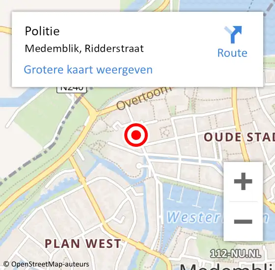 Locatie op kaart van de 112 melding: Politie Medemblik, Ridderstraat op 19 september 2016 18:42