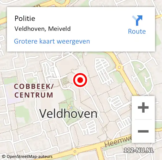 Locatie op kaart van de 112 melding: Politie Veldhoven, Meiveld op 27 december 2013 19:33