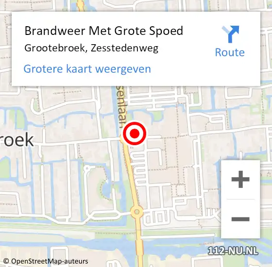 Locatie op kaart van de 112 melding: Brandweer Met Grote Spoed Naar Grootebroek, Zesstedenweg op 19 september 2016 19:58