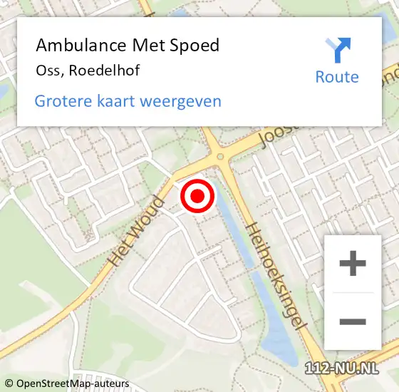 Locatie op kaart van de 112 melding: Ambulance Met Spoed Naar Oss, Roedelhof op 19 september 2016 22:15