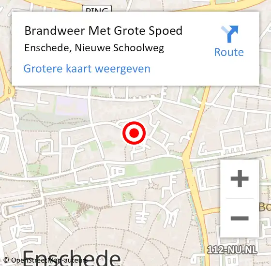 Locatie op kaart van de 112 melding: Brandweer Met Grote Spoed Naar Enschede, Nieuwe Schoolweg op 19 september 2016 22:17