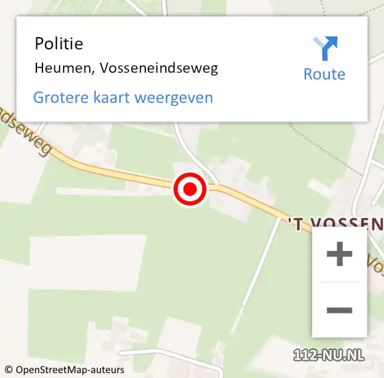 Locatie op kaart van de 112 melding: Politie Heumen, Vosseneindseweg op 19 september 2016 22:32