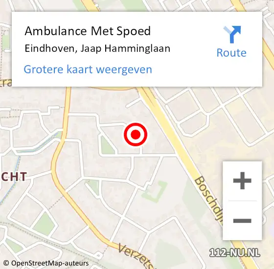 Locatie op kaart van de 112 melding: Ambulance Met Spoed Naar Eindhoven, Jaap Hamminglaan op 19 september 2016 22:52