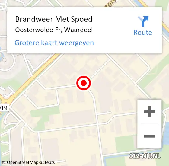 Locatie op kaart van de 112 melding: Brandweer Met Spoed Naar Oosterwolde Fr, Waardeel op 19 september 2016 22:55