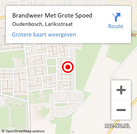 Locatie op kaart van de 112 melding: Brandweer Met Grote Spoed Naar Oudenbosch, Lariksstraat op 19 september 2016 23:12