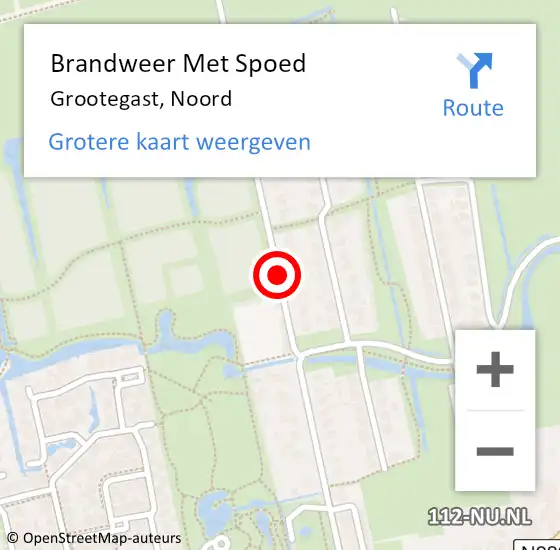 Locatie op kaart van de 112 melding: Brandweer Met Spoed Naar Grootegast, Noord op 20 september 2016 01:19