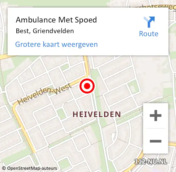 Locatie op kaart van de 112 melding: Ambulance Met Spoed Naar Best, Griendvelden op 20 september 2016 02:48
