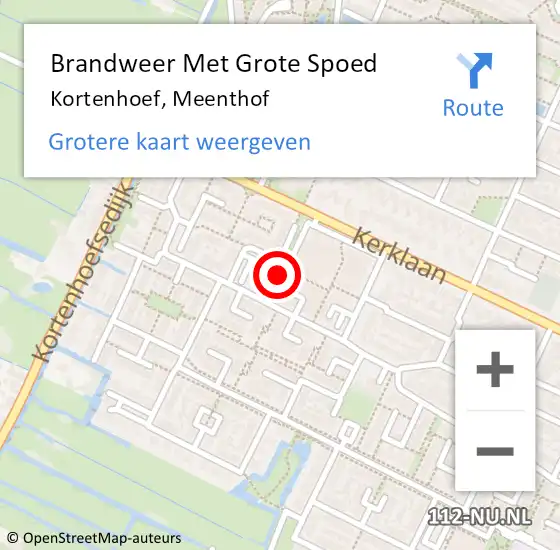 Locatie op kaart van de 112 melding: Brandweer Met Grote Spoed Naar Kortenhoef, Meenthof op 27 december 2013 20:12