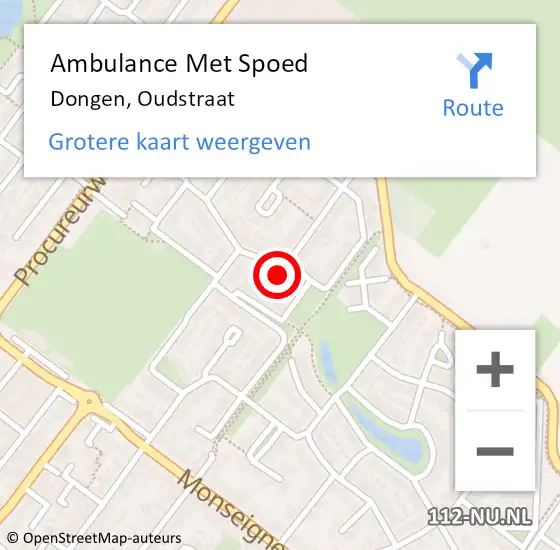 Locatie op kaart van de 112 melding: Ambulance Met Spoed Naar Dongen, Oudstraat op 20 september 2016 04:08