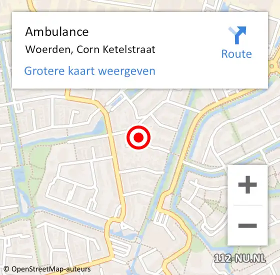 Locatie op kaart van de 112 melding: Ambulance Woerden, Campinstraat op 20 september 2016 04:42