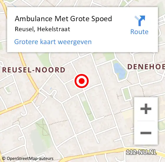 Locatie op kaart van de 112 melding: Ambulance Met Grote Spoed Naar Reusel, Hekelstraat op 20 september 2016 08:27