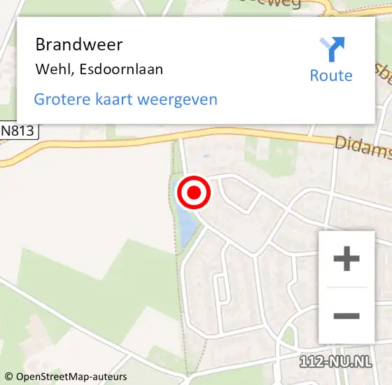 Locatie op kaart van de 112 melding: Brandweer Wehl, Esdoornlaan op 20 september 2016 08:39