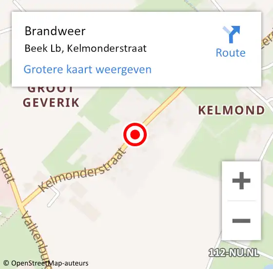 Locatie op kaart van de 112 melding: Brandweer Beek Lb, Kelmonderstraat op 27 december 2013 20:38