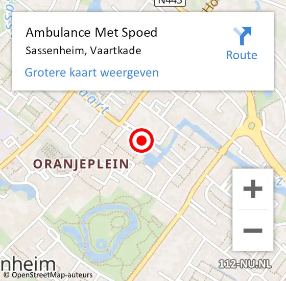 Locatie op kaart van de 112 melding: Ambulance Met Spoed Naar Sassenheim, Vaartkade op 20 september 2016 09:33