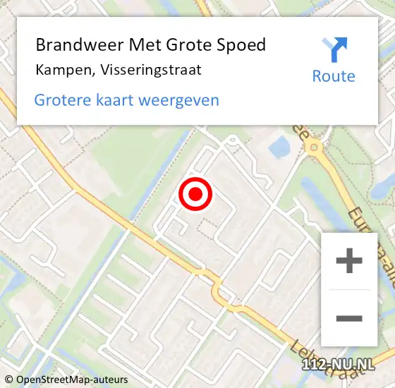 Locatie op kaart van de 112 melding: Brandweer Met Grote Spoed Naar Kampen, Visseringstraat op 20 september 2016 10:11