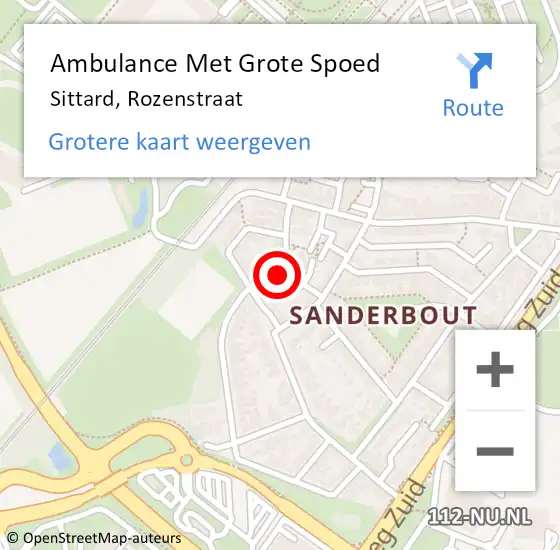 Locatie op kaart van de 112 melding: Ambulance Met Grote Spoed Naar Sittard, Rozenstraat op 27 december 2013 20:53