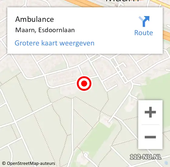 Locatie op kaart van de 112 melding: Ambulance Maarn, Esdoornlaan op 20 september 2016 10:58