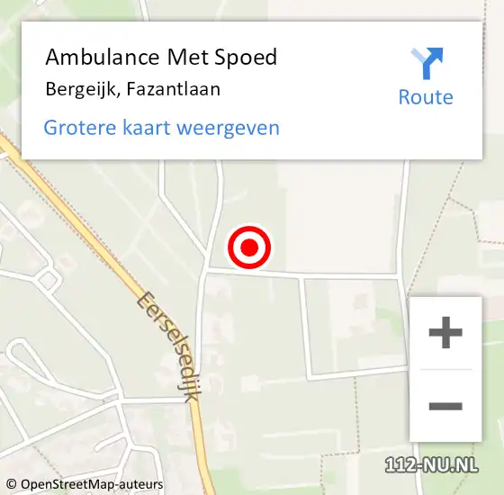 Locatie op kaart van de 112 melding: Ambulance Met Spoed Naar Bergeijk, Fazantlaan op 20 september 2016 12:03