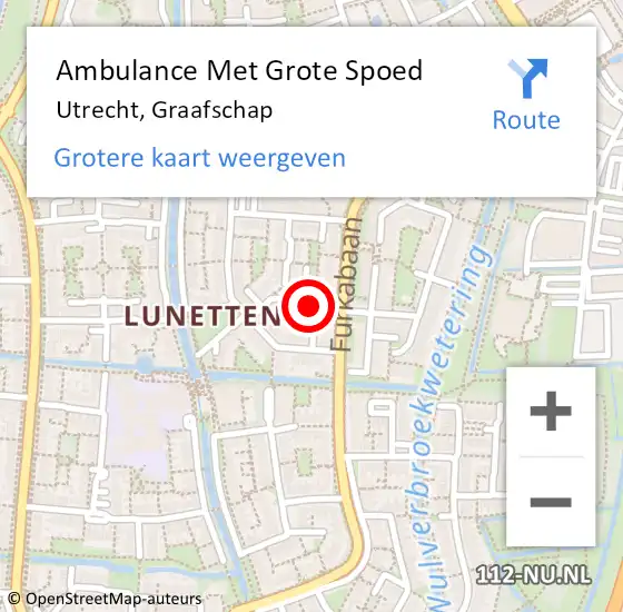 Locatie op kaart van de 112 melding: Ambulance Met Grote Spoed Naar Utrecht, Graafschap op 20 september 2016 12:45