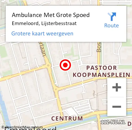 Locatie op kaart van de 112 melding: Ambulance Met Grote Spoed Naar Emmeloord, Lijsterbesstraat op 20 september 2016 12:57