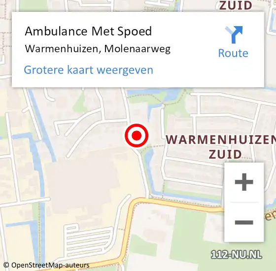 Locatie op kaart van de 112 melding: Ambulance Met Spoed Naar Warmenhuizen, Molenaarweg op 20 september 2016 13:08