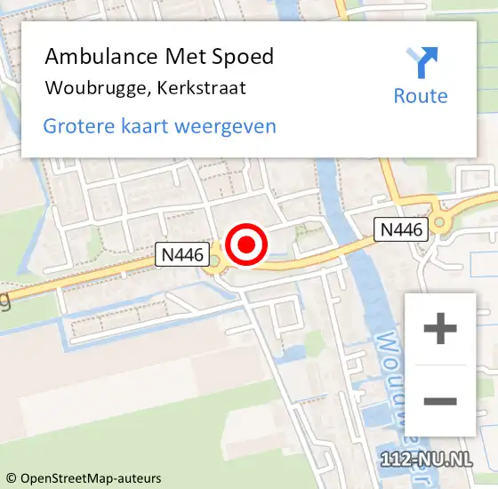 Locatie op kaart van de 112 melding: Ambulance Met Spoed Naar Woubrugge, Kerkstraat op 20 september 2016 14:07