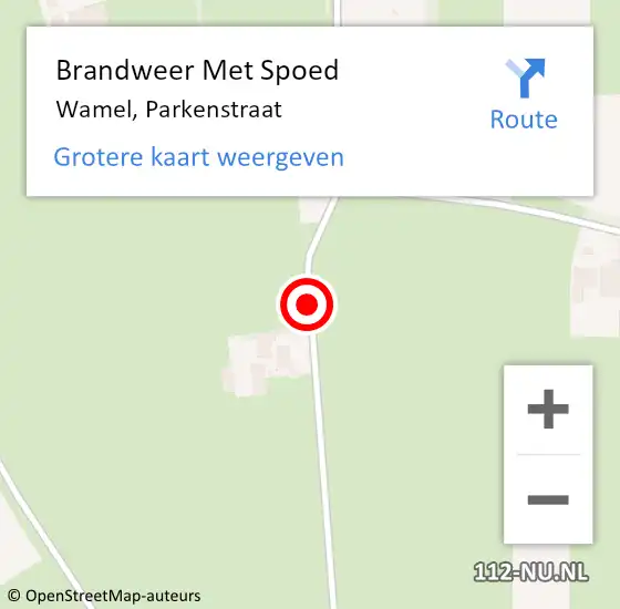 Locatie op kaart van de 112 melding: Brandweer Met Spoed Naar Wamel, Parkenstraat op 20 september 2016 14:17