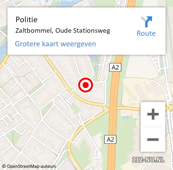 Locatie op kaart van de 112 melding: Politie Zaltbommel, Oude Stationsweg op 20 september 2016 14:25