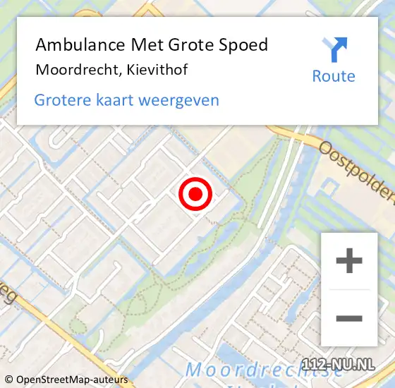 Locatie op kaart van de 112 melding: Ambulance Met Grote Spoed Naar Moordrecht, Kievithof op 27 december 2013 21:33