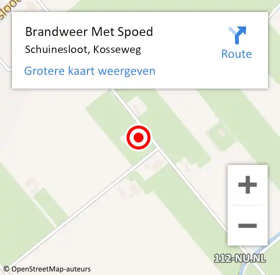 Locatie op kaart van de 112 melding: Brandweer Met Spoed Naar Schuinesloot, Kosseweg op 20 september 2016 15:31