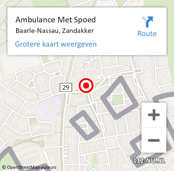 Locatie op kaart van de 112 melding: Ambulance Met Spoed Naar Baarle-Nassau, Zandakker op 20 september 2016 15:38