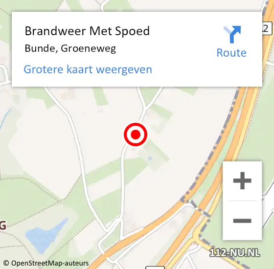 Locatie op kaart van de 112 melding: Brandweer Met Spoed Naar Bunde, Groeneweg op 20 september 2016 15:45