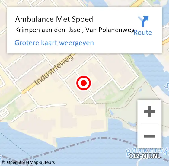 Locatie op kaart van de 112 melding: Ambulance Met Spoed Naar Krimpen aan den IJssel, Van Polanenweg op 20 september 2016 15:50