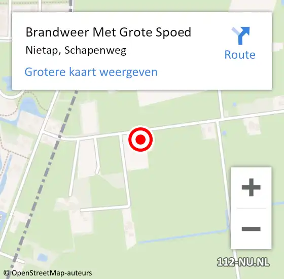 Locatie op kaart van de 112 melding: Brandweer Met Grote Spoed Naar Nietap, Schapenweg op 20 september 2016 16:42