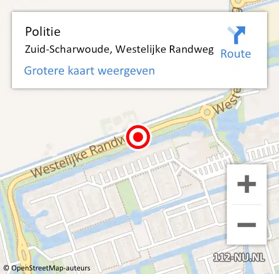 Locatie op kaart van de 112 melding: Politie Zuid-Scharwoude, Westelijke Randweg op 20 september 2016 16:56
