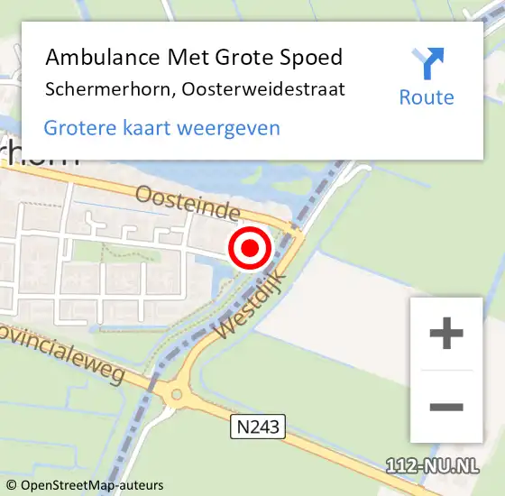 Locatie op kaart van de 112 melding: Ambulance Met Grote Spoed Naar Schermerhorn, Oosterweidestraat op 20 september 2016 17:15