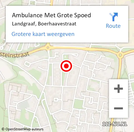 Locatie op kaart van de 112 melding: Ambulance Met Grote Spoed Naar Landgraaf, Boerhaavestraat op 27 december 2013 22:09