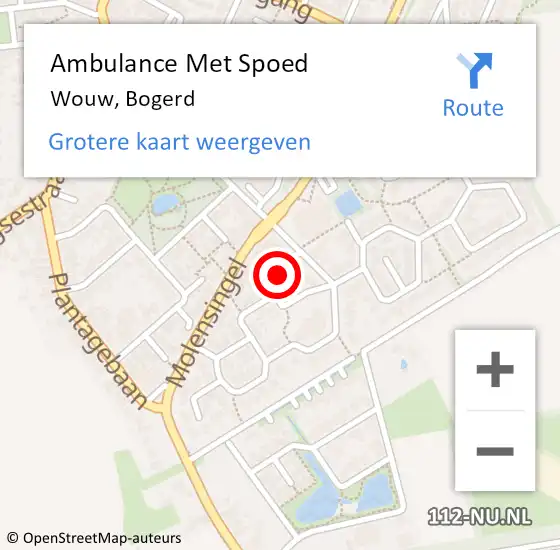 Locatie op kaart van de 112 melding: Ambulance Met Spoed Naar Wouw, Bogerd op 20 september 2016 17:59