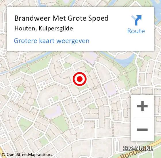 Locatie op kaart van de 112 melding: Brandweer Met Grote Spoed Naar Houten, Kuipersgilde op 20 september 2016 18:01