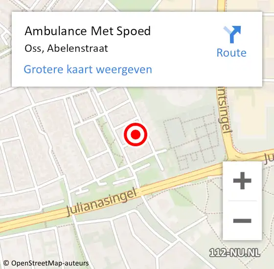 Locatie op kaart van de 112 melding: Ambulance Met Spoed Naar Oss, Abelenstraat op 20 september 2016 18:09