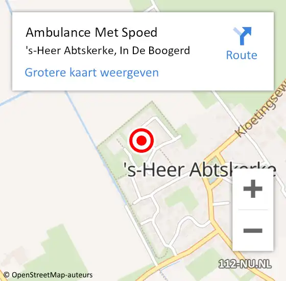 Locatie op kaart van de 112 melding: Ambulance Met Spoed Naar 's-Heer Abtskerke, In De Boogerd op 27 december 2013 22:27