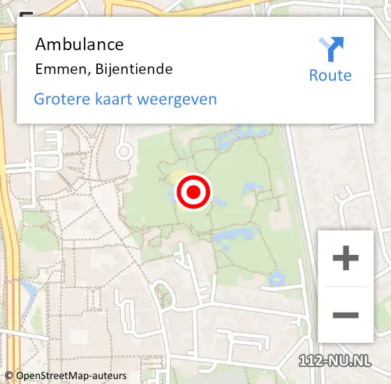 Locatie op kaart van de 112 melding: Ambulance Emmen, Bijentiende op 20 september 2016 19:56