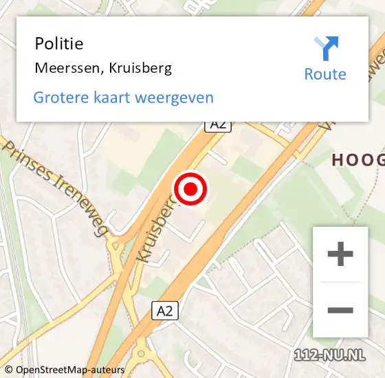 Locatie op kaart van de 112 melding: Politie Meerssen, Kruisberg op 20 september 2016 19:58