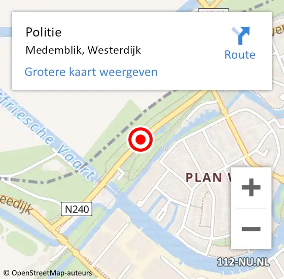 Locatie op kaart van de 112 melding: Politie Medemblik, Westerdijk op 20 september 2016 20:03