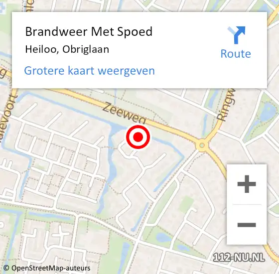 Locatie op kaart van de 112 melding: Brandweer Met Spoed Naar Heiloo, Obriglaan op 20 september 2016 20:41