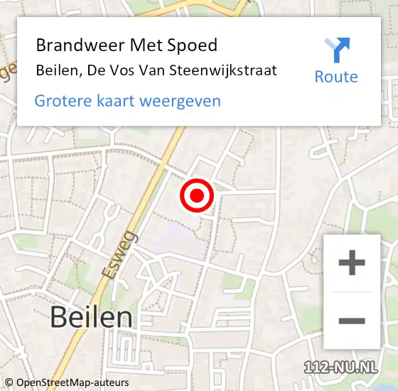 Locatie op kaart van de 112 melding: Brandweer Met Spoed Naar Beilen, De Vos Van Steenwijkstraat op 20 september 2016 21:40